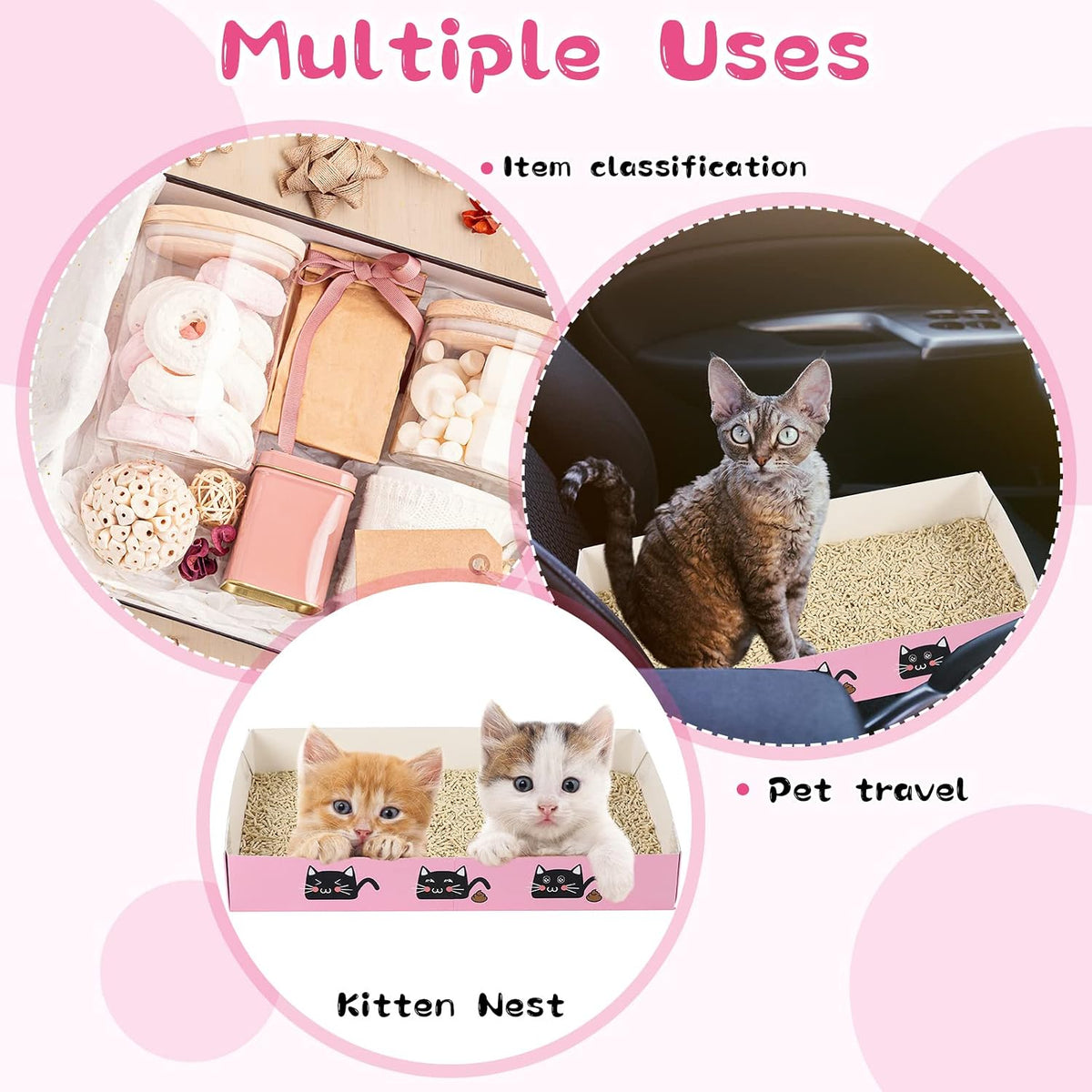 Amyhill 30 Pack Disposable Cat Litter Box Paper Pet Trays,Pink