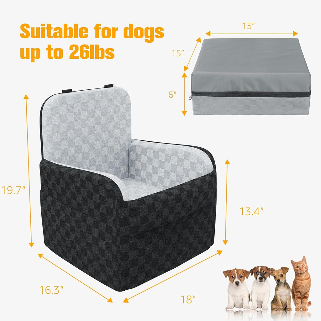 Waterproof Dog Car Seat for Small Medium Dogs, 6in Memory Foam