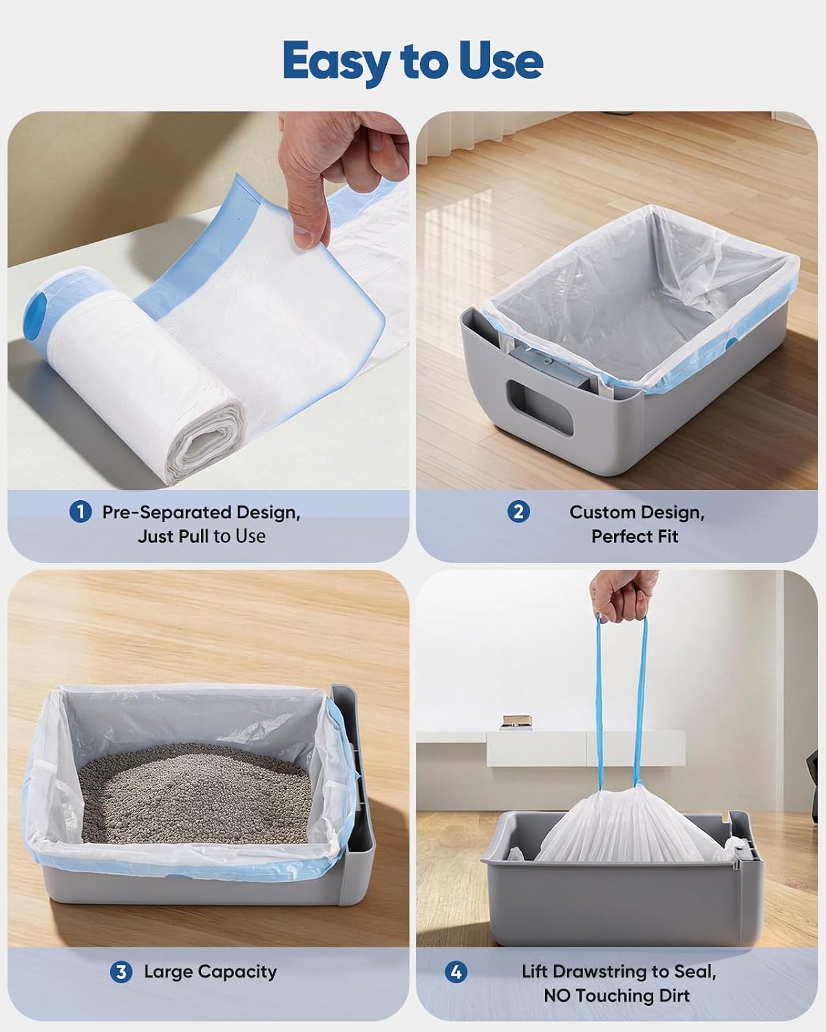 66 Count 26"x11.8" Cat Litter Box Bags Liners for Automatic Cat Litter Box