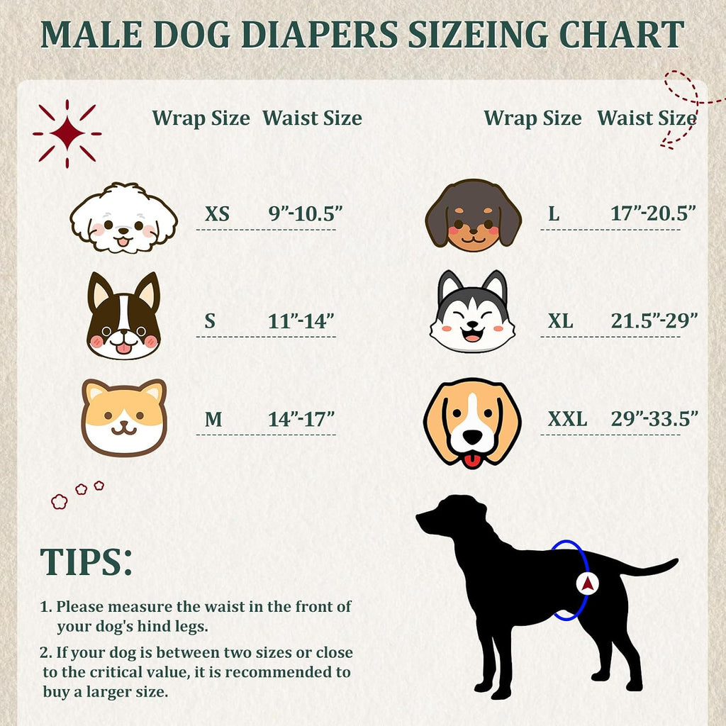 Reusable Dog Diapers Male, Premium Washable Belly Bands for Dogs, Pack of 5, High Absorbing Small Dog Wraps for Doggie &