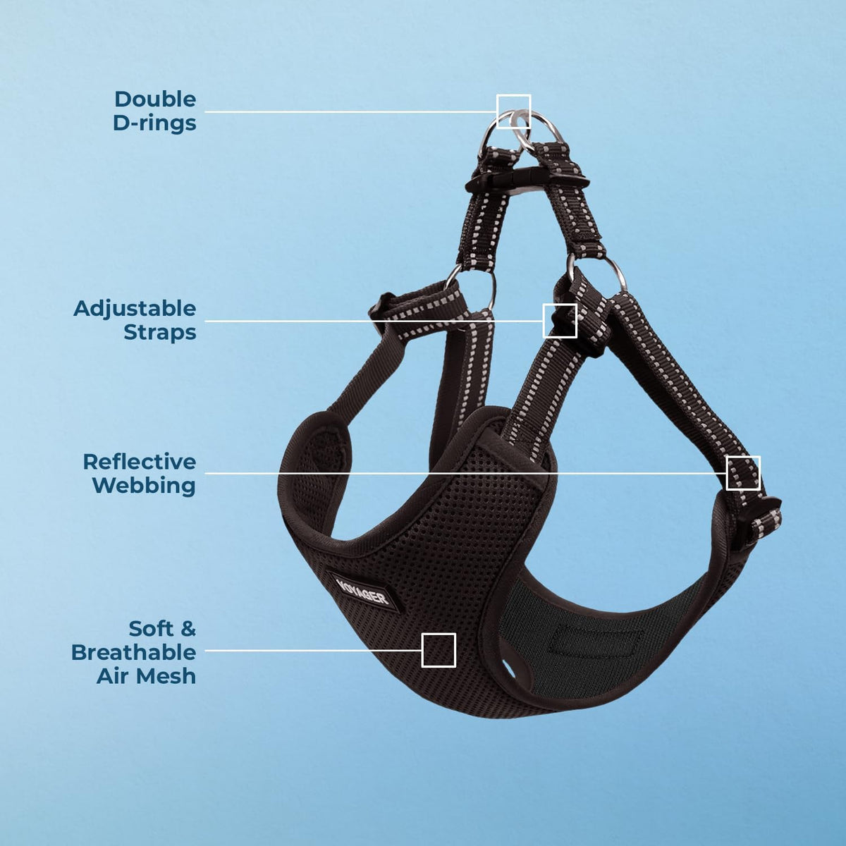 Voyager Step-in Flex Adjustable Dog Harness - Black, Small