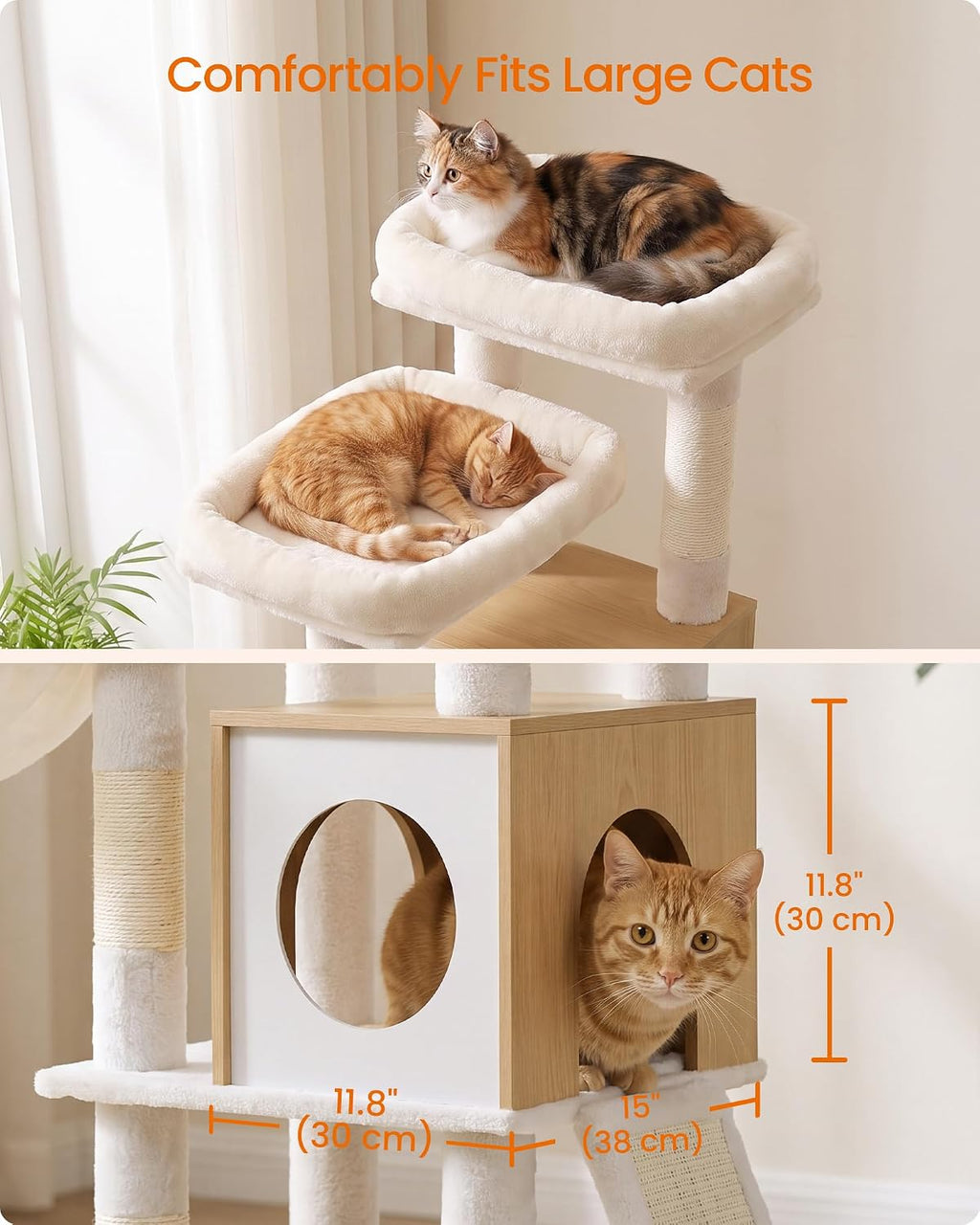 Feandrea Tall Cat Tree, 6-Tier Cat Tower with 2 Condos, 67.3 in