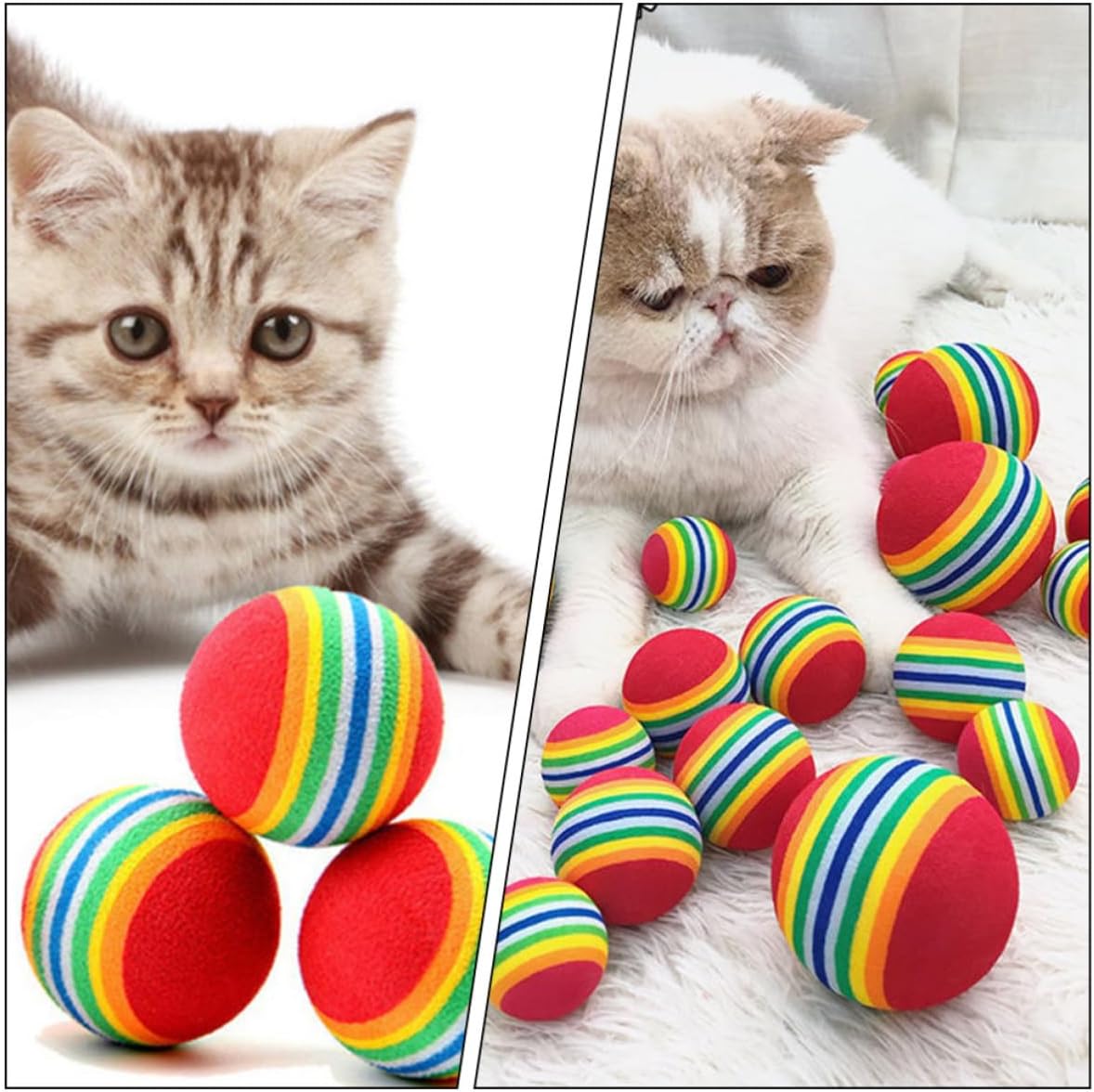 Uonlytech 5pcs Rainbow Cat Balls Elastic Eva Foam for Cats, Home Use
