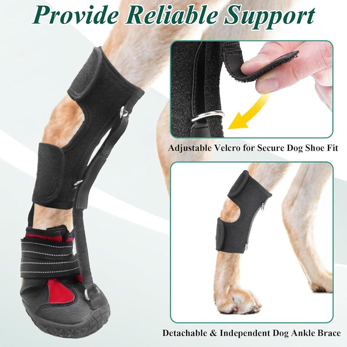 Strap on Drop Foot Brace for Dogs, Corrective Dog Shoes (L)