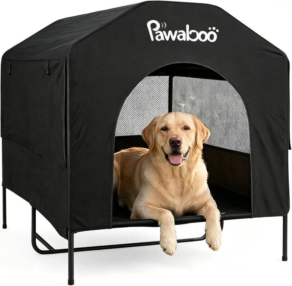 Pawaboo 47" XL Dog House Outdoor Weatherproof, with Breathable Mesh Windows