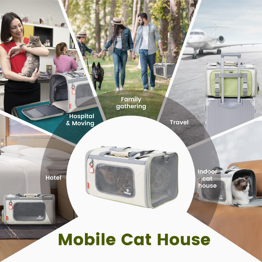 Pawaii Cat Carrier Airline Approved Expandable Breathable Safety Leash