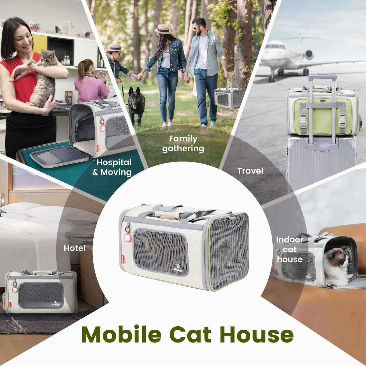 Pawaii Cat Carrier Airline Approved Expandable Breathable Safety Leash