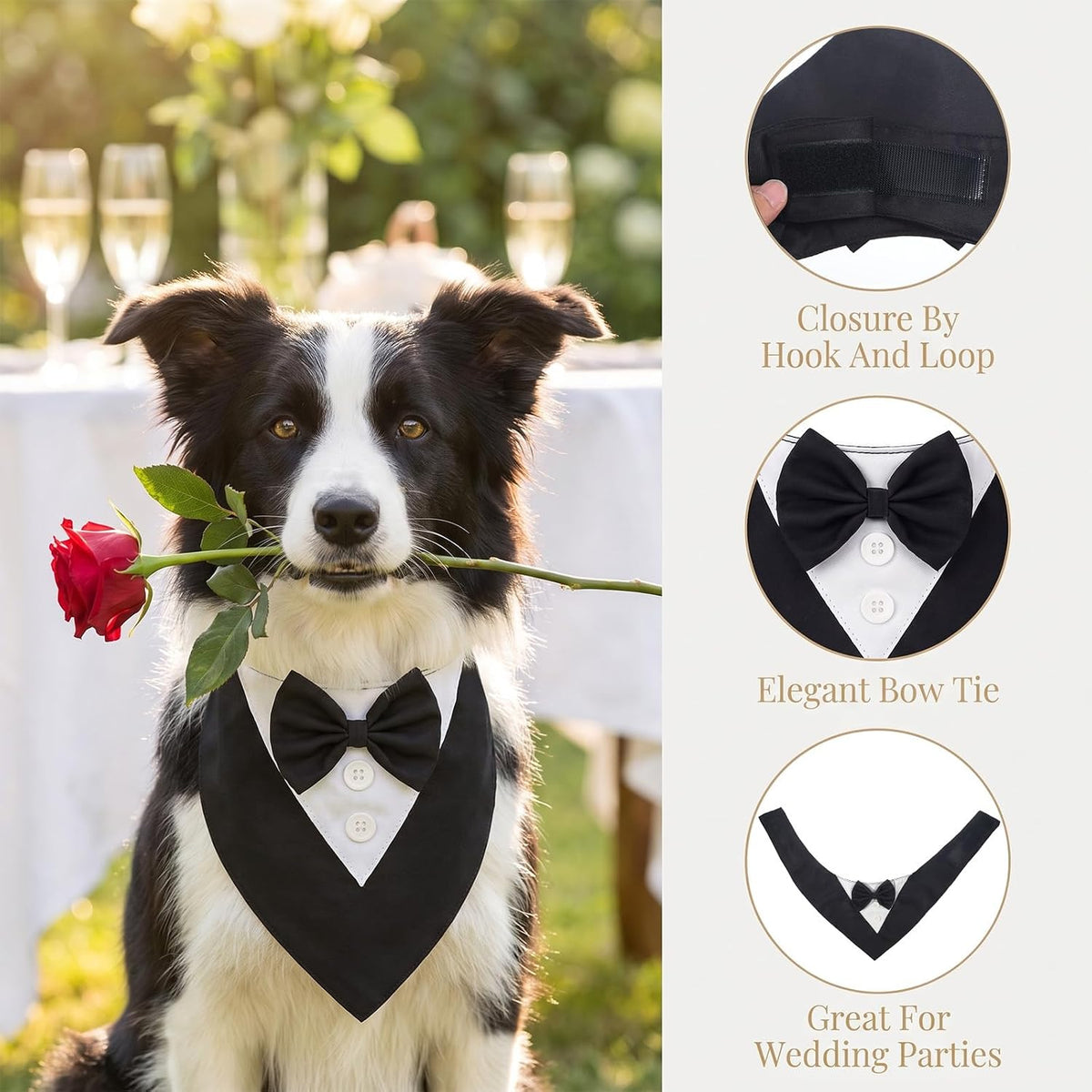 Dog Tuxedo Bandana Wedding Birthday Dog Bow Tie