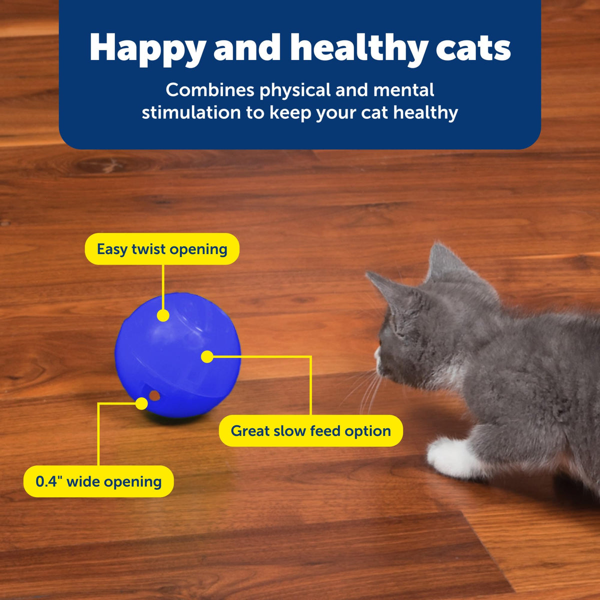 PetSafe Slimcat Feeder Ball Cat Toy, Blue
