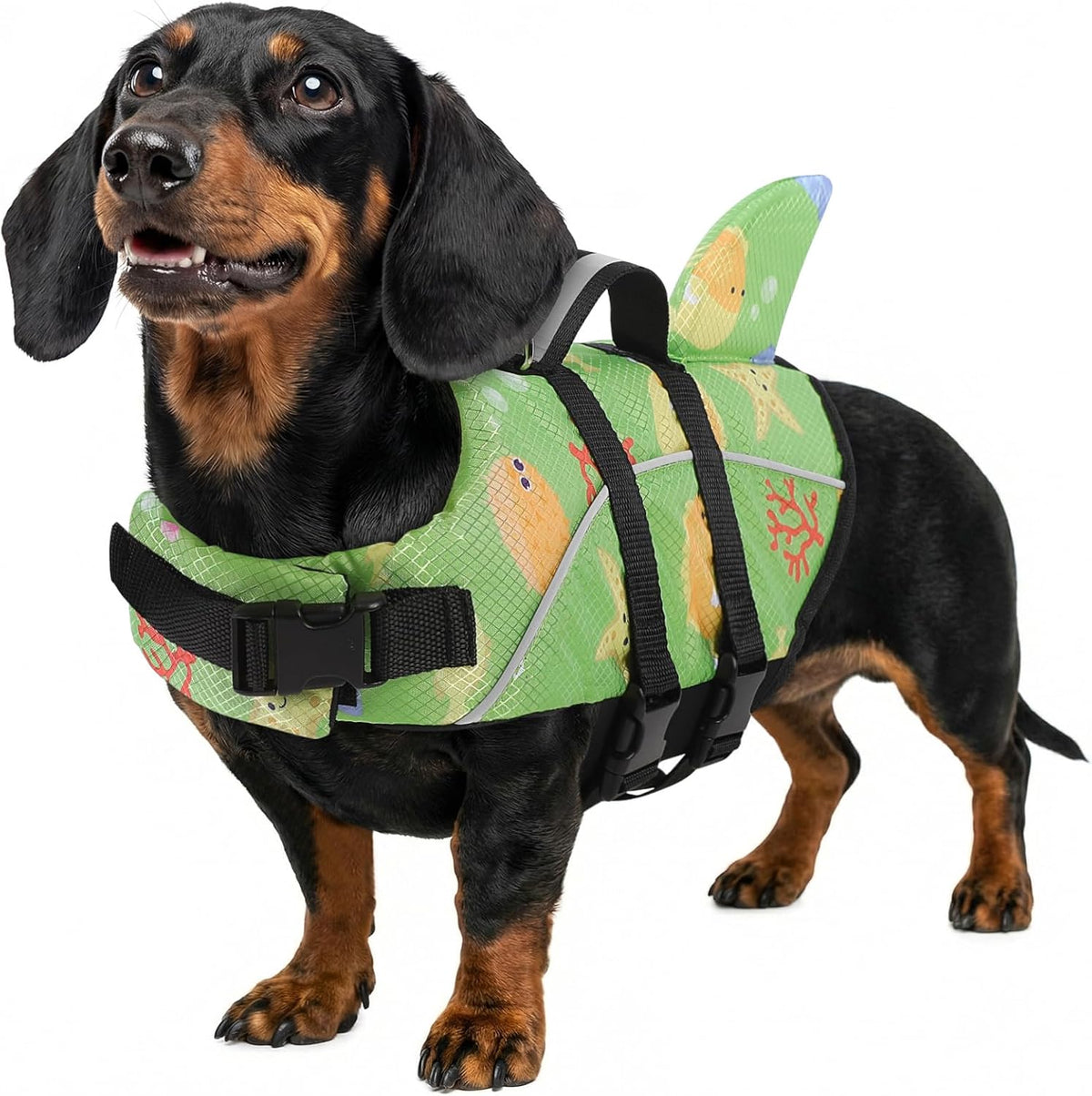 Ripstop Dog Life Jacket Shark Life Vest for Dogs, Safety Lifesaver with High Buoyancy and Lift Handle for Small and Medi