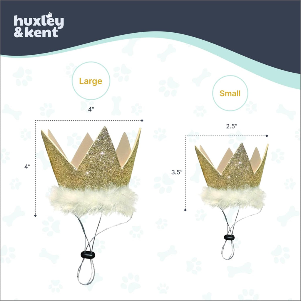 Huxley & Kent Party Crown Hat for Dogs & Cats, Gold, Large