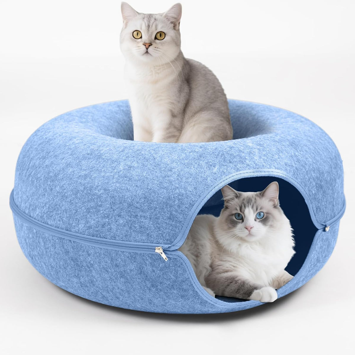 Large Peekaboo Cat Cave Donut Tunnel 24" for Indoor Cats, Pink