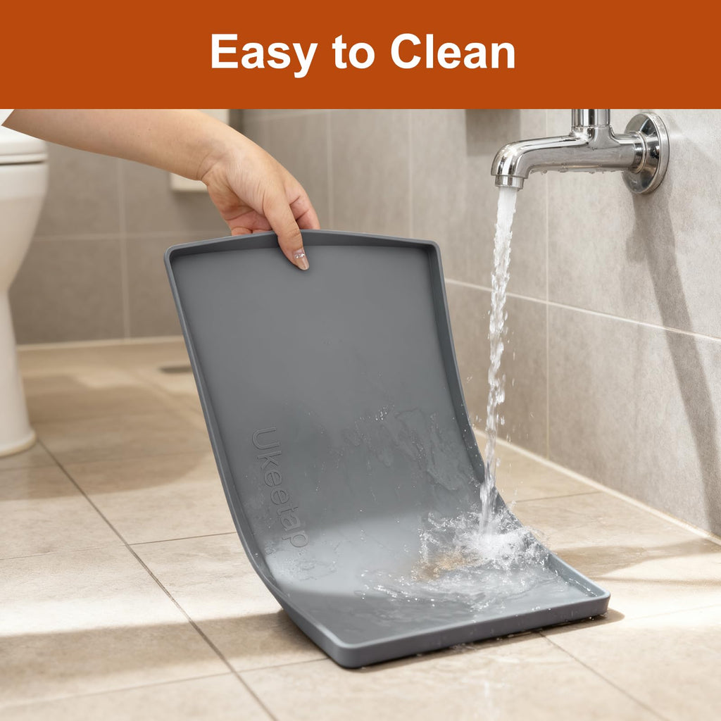 19" x 12" Extra Thick Silicone Mat Waterproof with Raised Edge, Gray