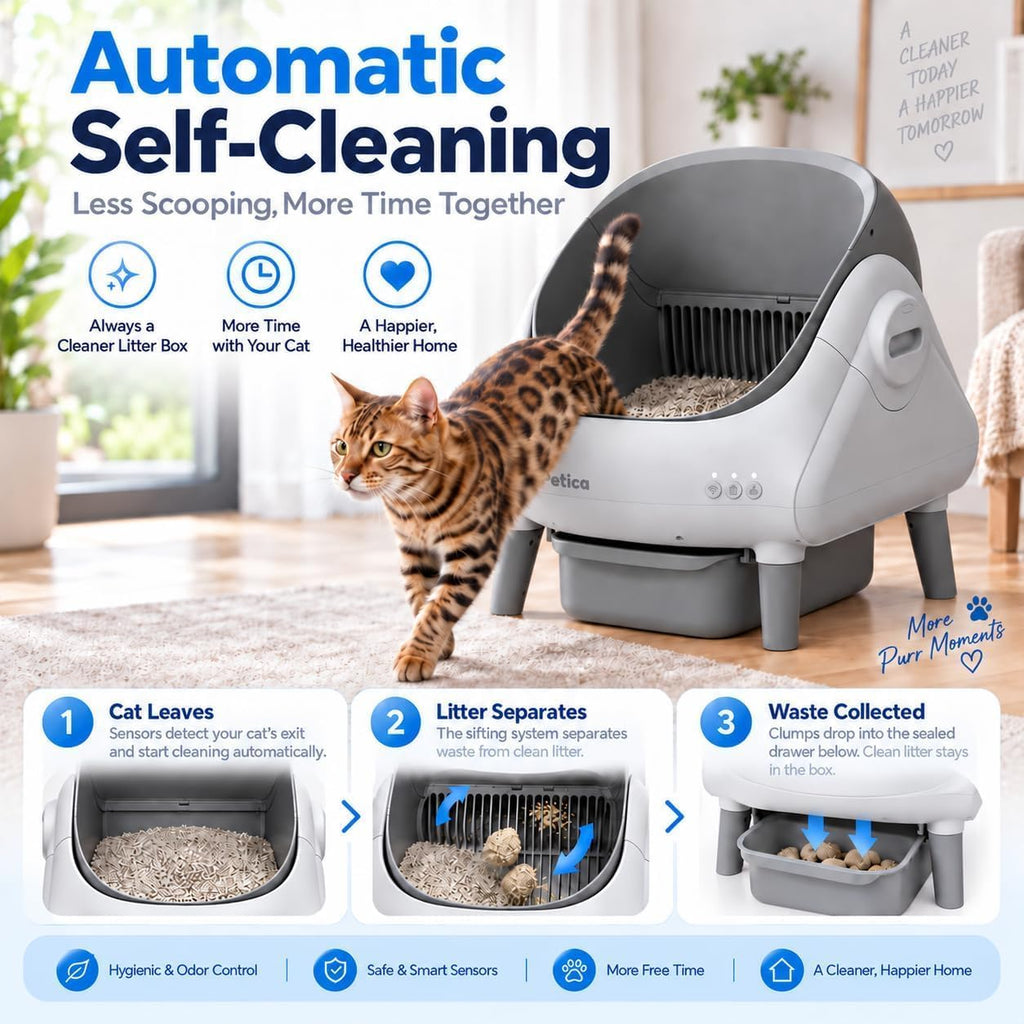 Self Cleaning Litter Box, 10.5L Automatic Cat Litter Box with WiFi App