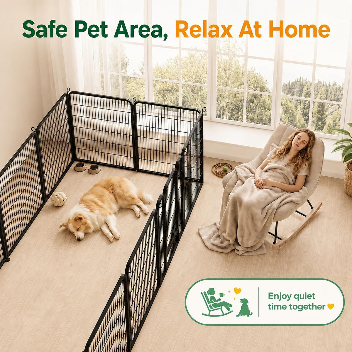 Yaheetech Dog Playpen 40in 8 Panels Portable Fence for Indoor Yard Camping