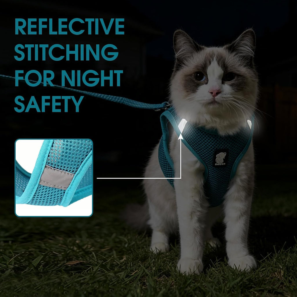 Cat Harness and Leash - Ultra Light Escape Proof Kitten Collar Cat Walking Jacket with Running Cushioning Soft and Comfo