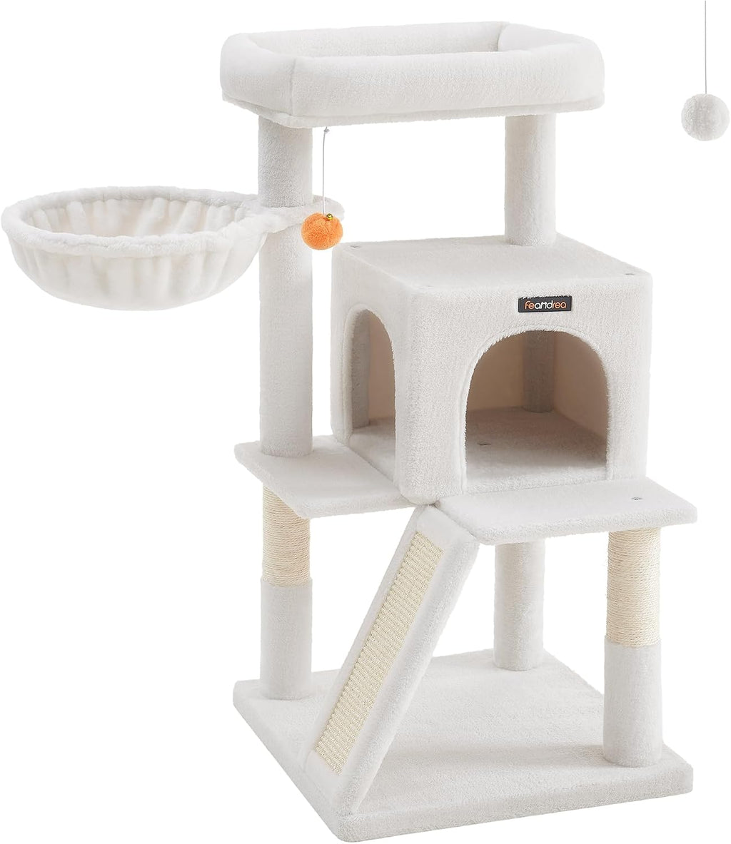 Feandrea Cat Tree, 3-Tier Cat Tower with Scratching Post and Wood Condo