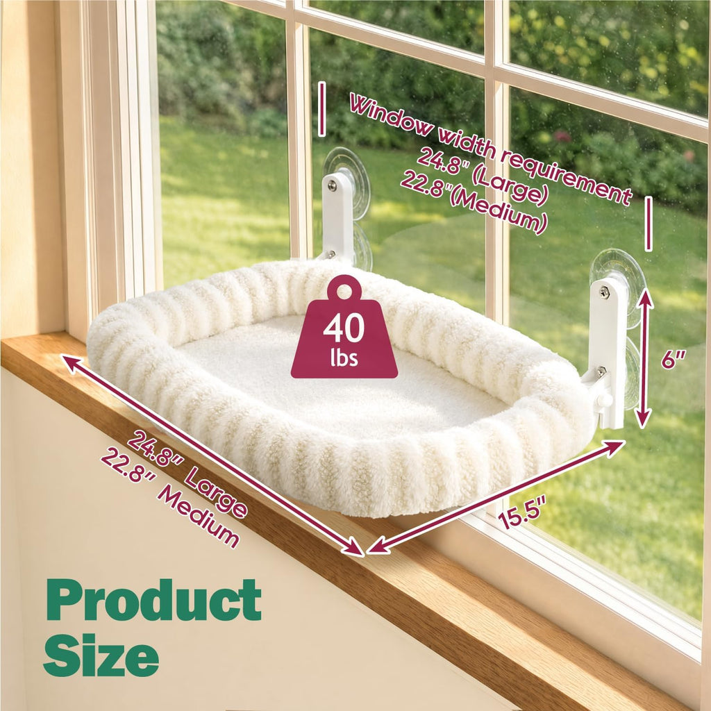 Zakkart Mellow Foldable Cat Window Perch, Upgraded Suction Cups (Beige, M)
