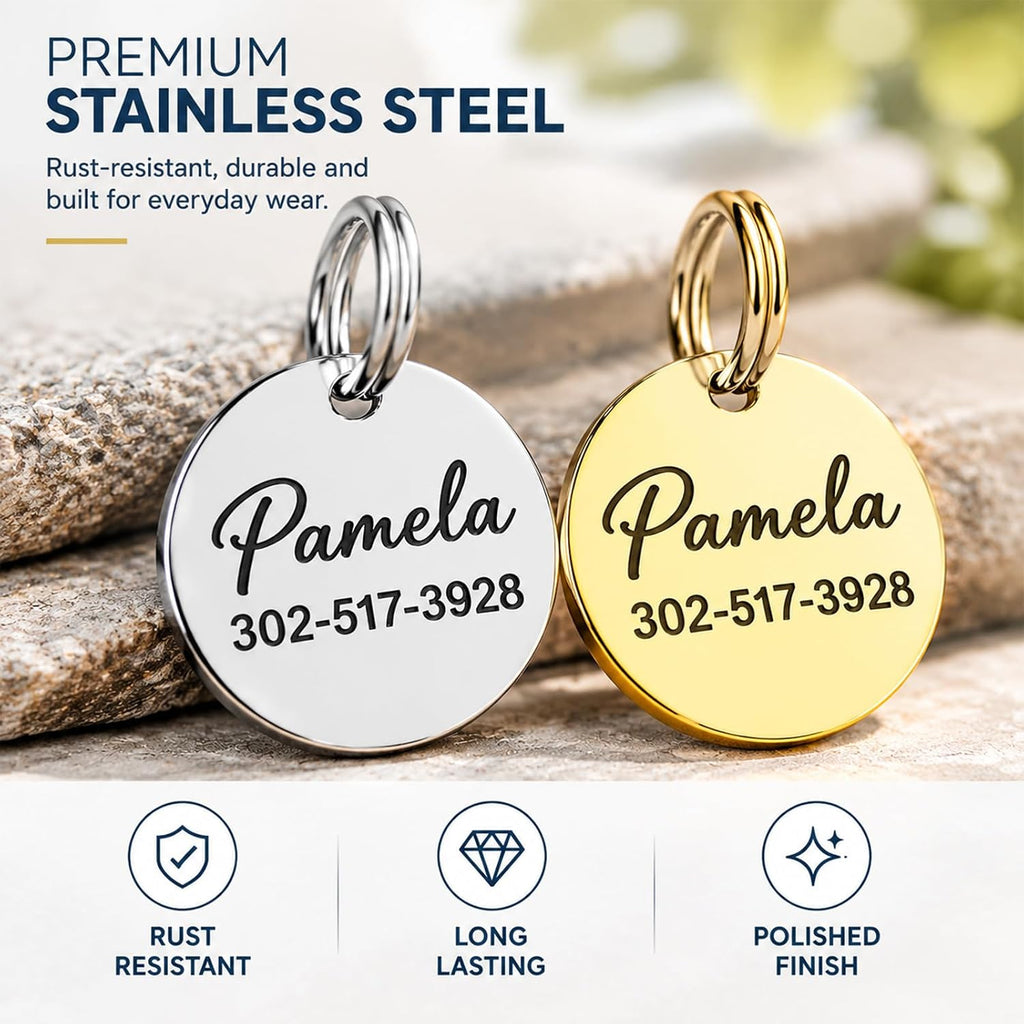 Pet ID Tags, Personalized Dog Tags and Cat Tags with Any Name and Number
