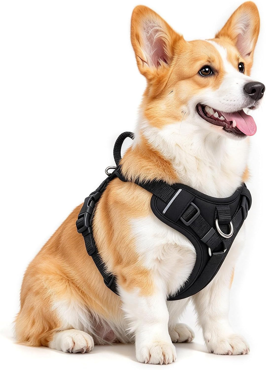 Wolfone Small Dog Harness Reflective Adjustable Black Small