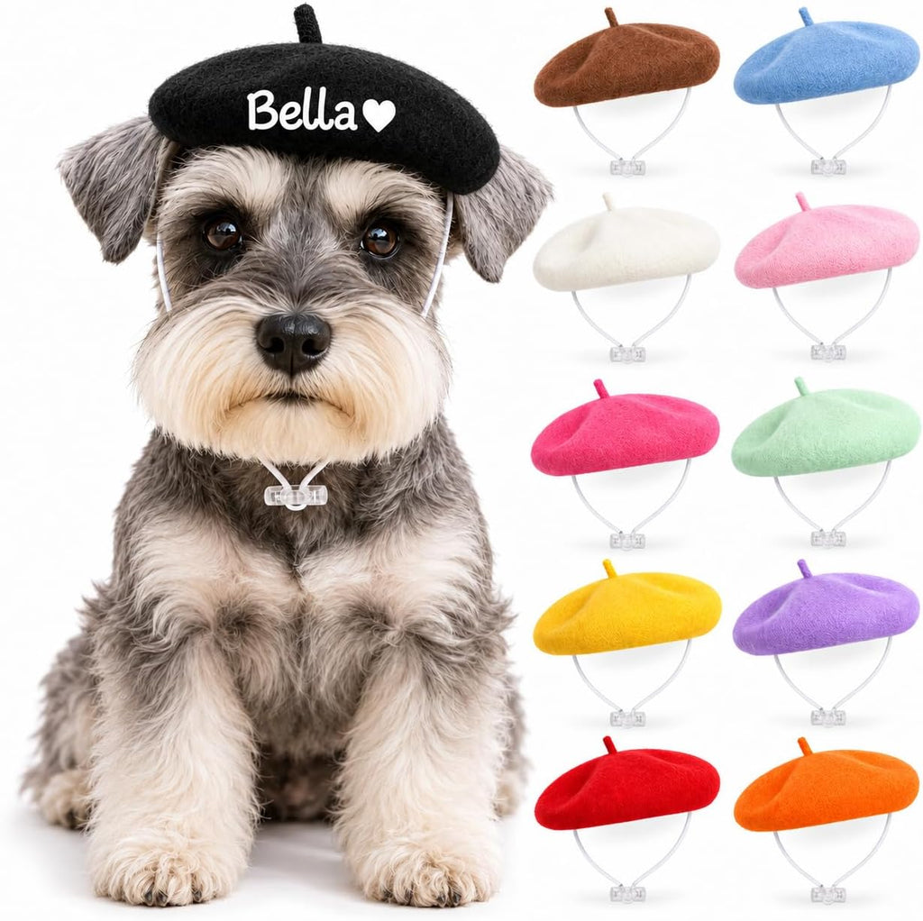Personalized Dog Winter Hat with Ear Holes Pet Beanie with Embroidered Name