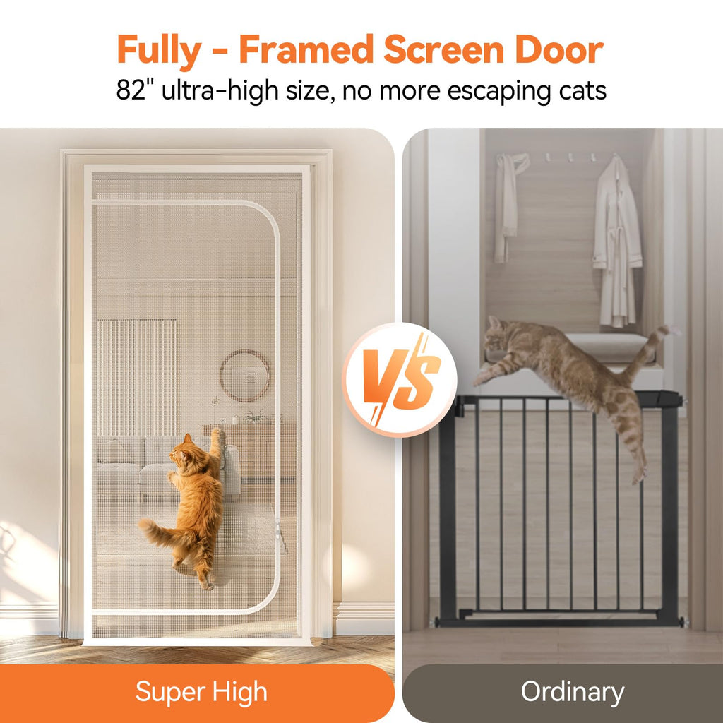 BFNN Cat Proof Screen Door, Extra Tall Mesh Gate, Fit 32'' x 80'' Door, D