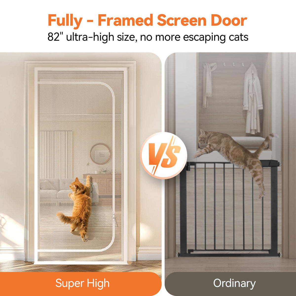 BFNN Cat Proof Screen Door, Extra Tall Mesh Gate, Fit 32'' x 80'' Door, D