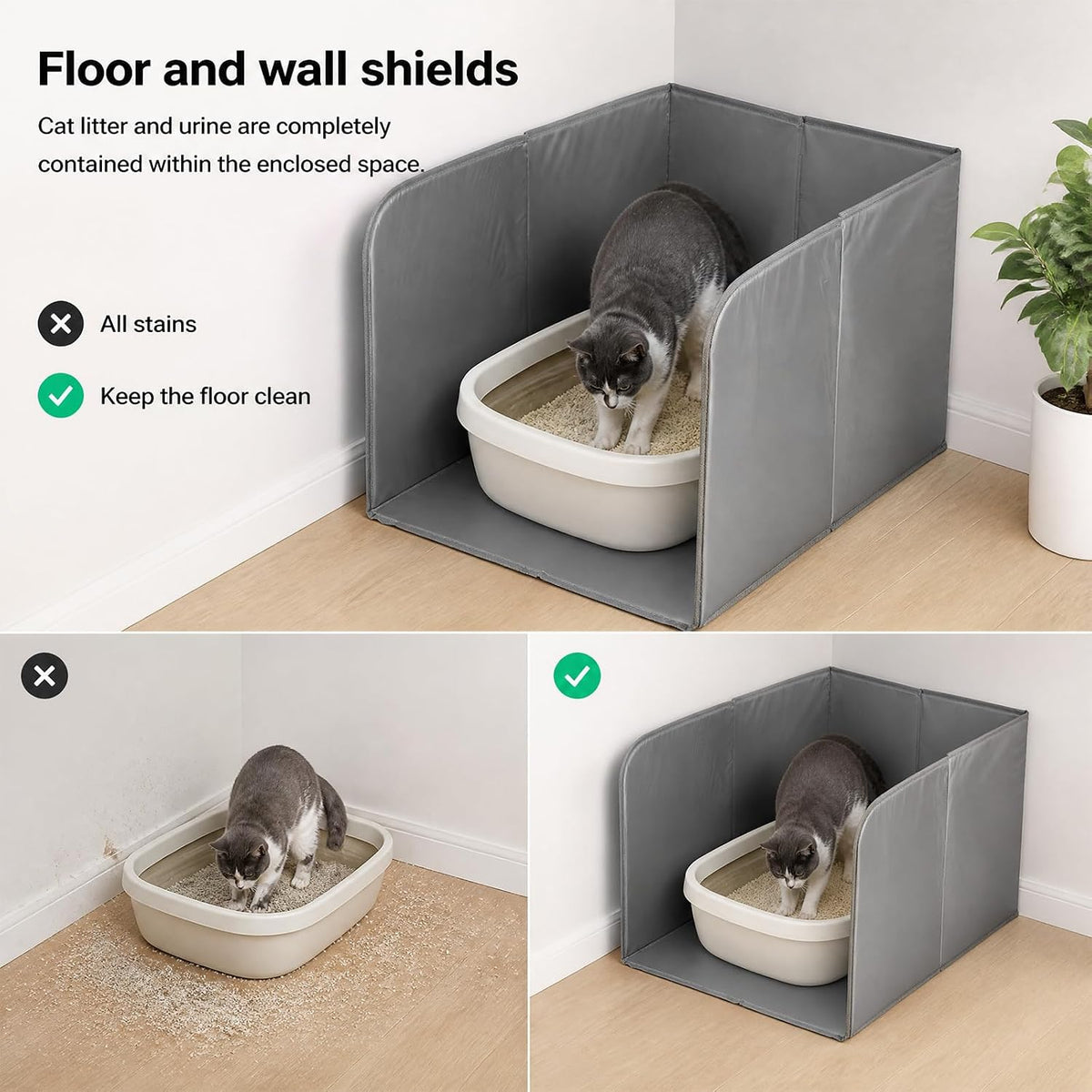 NQEUEPN Waterproof Cat Litter Box Enclosure, High Sided Litter Box Shield