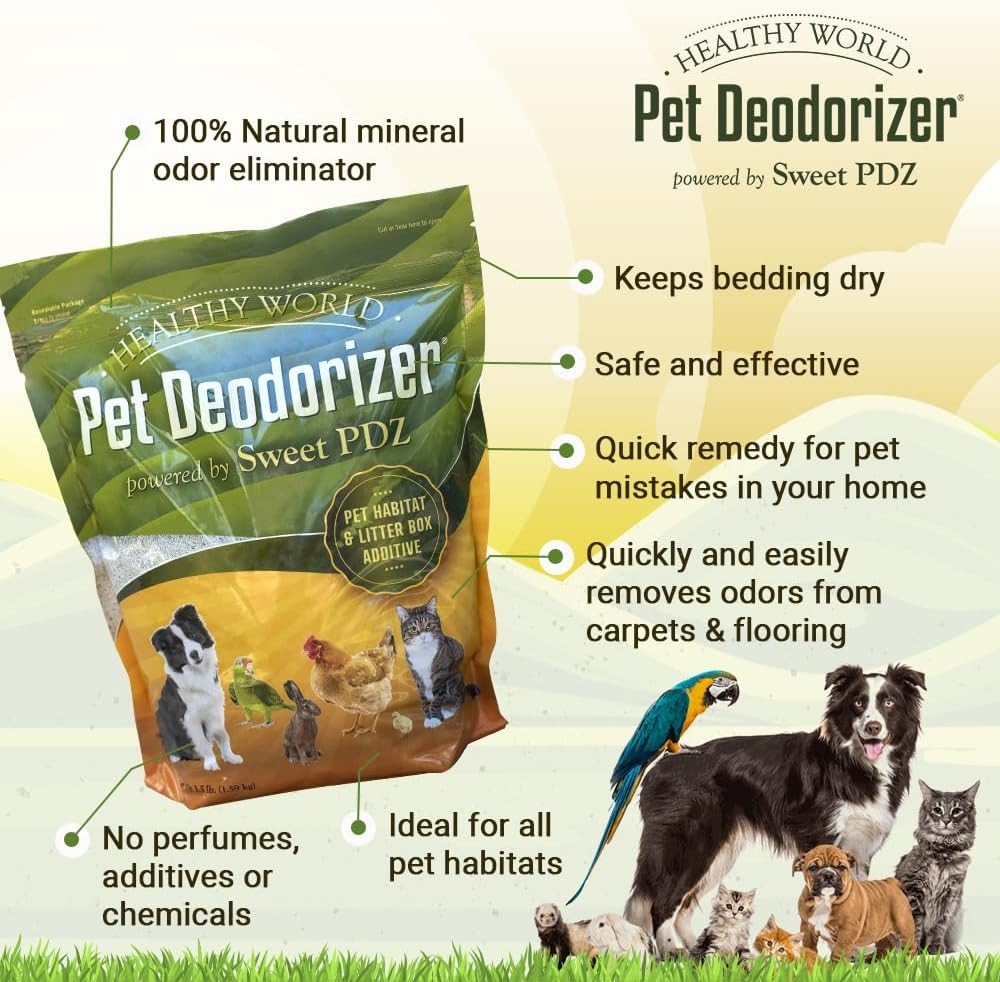 Sweet PDZ - Healthy World Pet Deodorizer - Pet Habitat & Litter Box Additive - 3.5 lbs (Pack of 2)