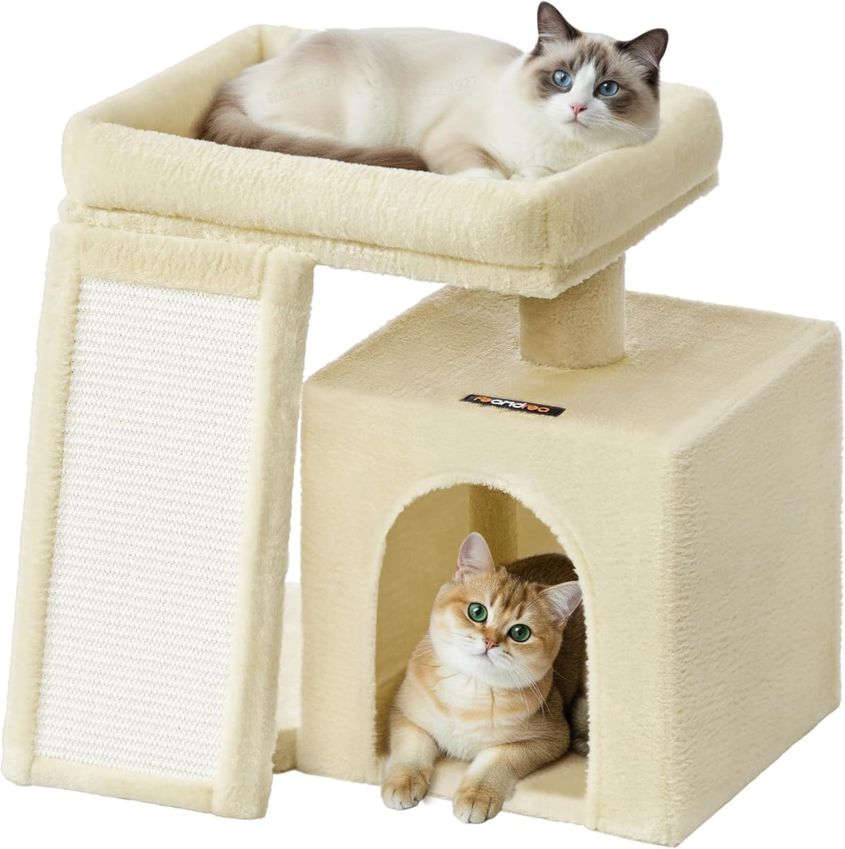 Feandrea Cat Tree, 18.3-in Small Cat Tower, Cute Kittens Condo, Dove Gray