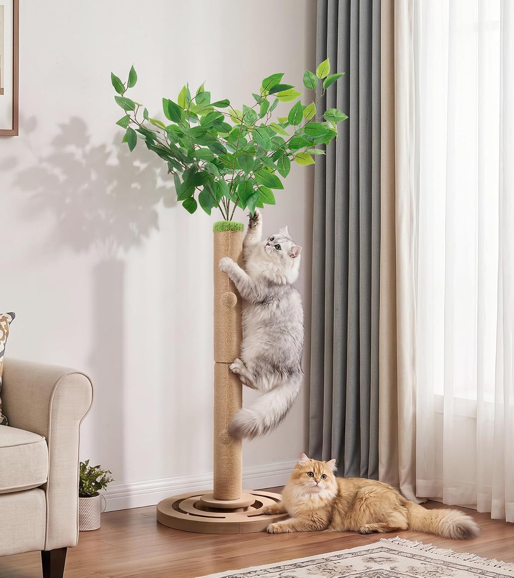 36"Cat Scratching Post With Interactive Cat Toys,Brown Cat Scratching Board
