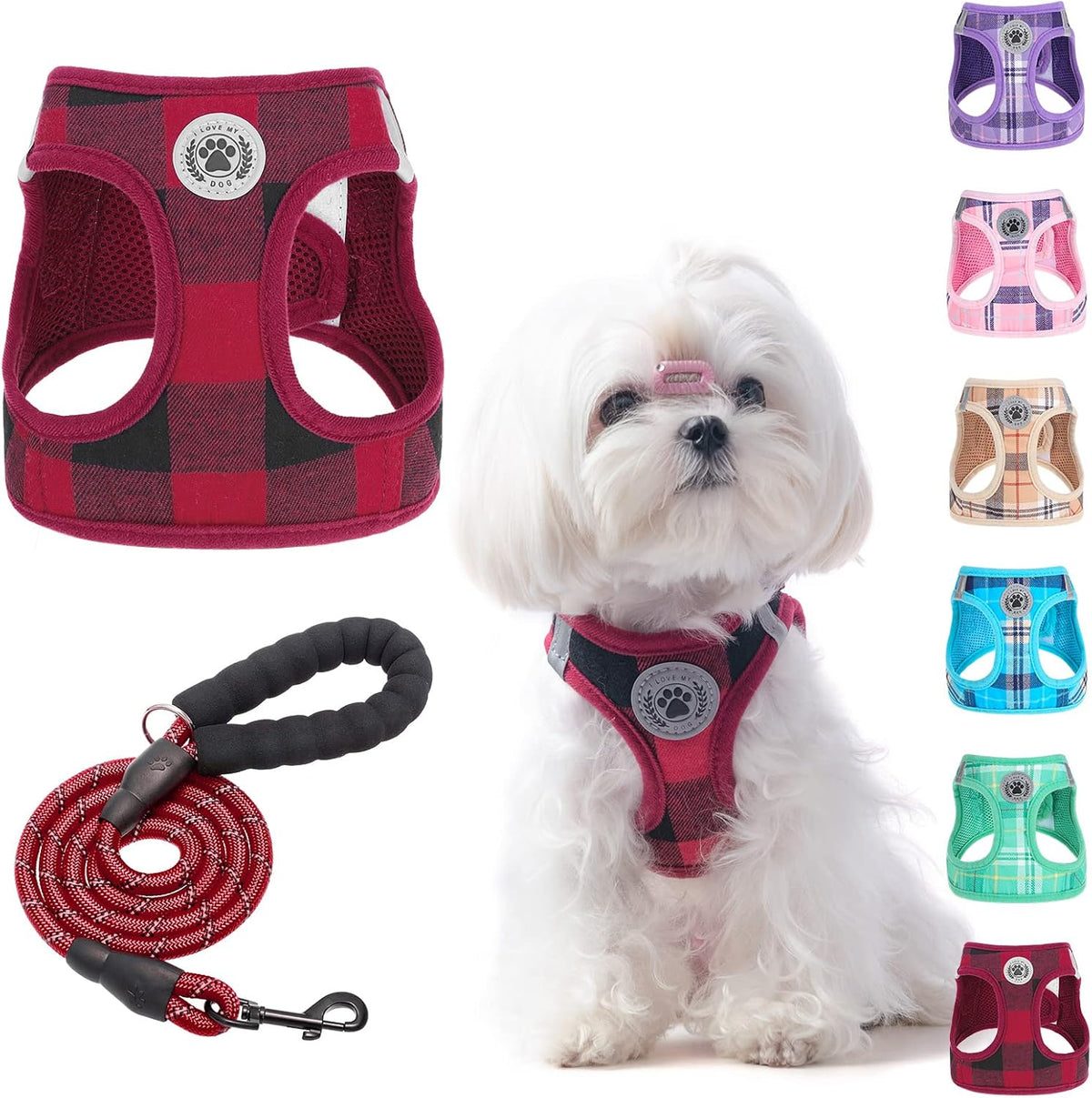 Small Dog Harness and Leash Set, No Pull Puppy Pet Vest- Beige, S