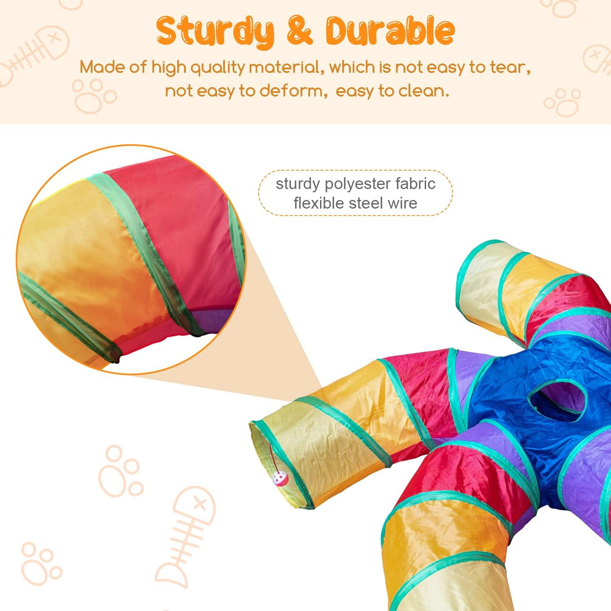 Cat Tunnel for Indoor Cats, Large Collapsible Cat Tube Toys, 5-Way