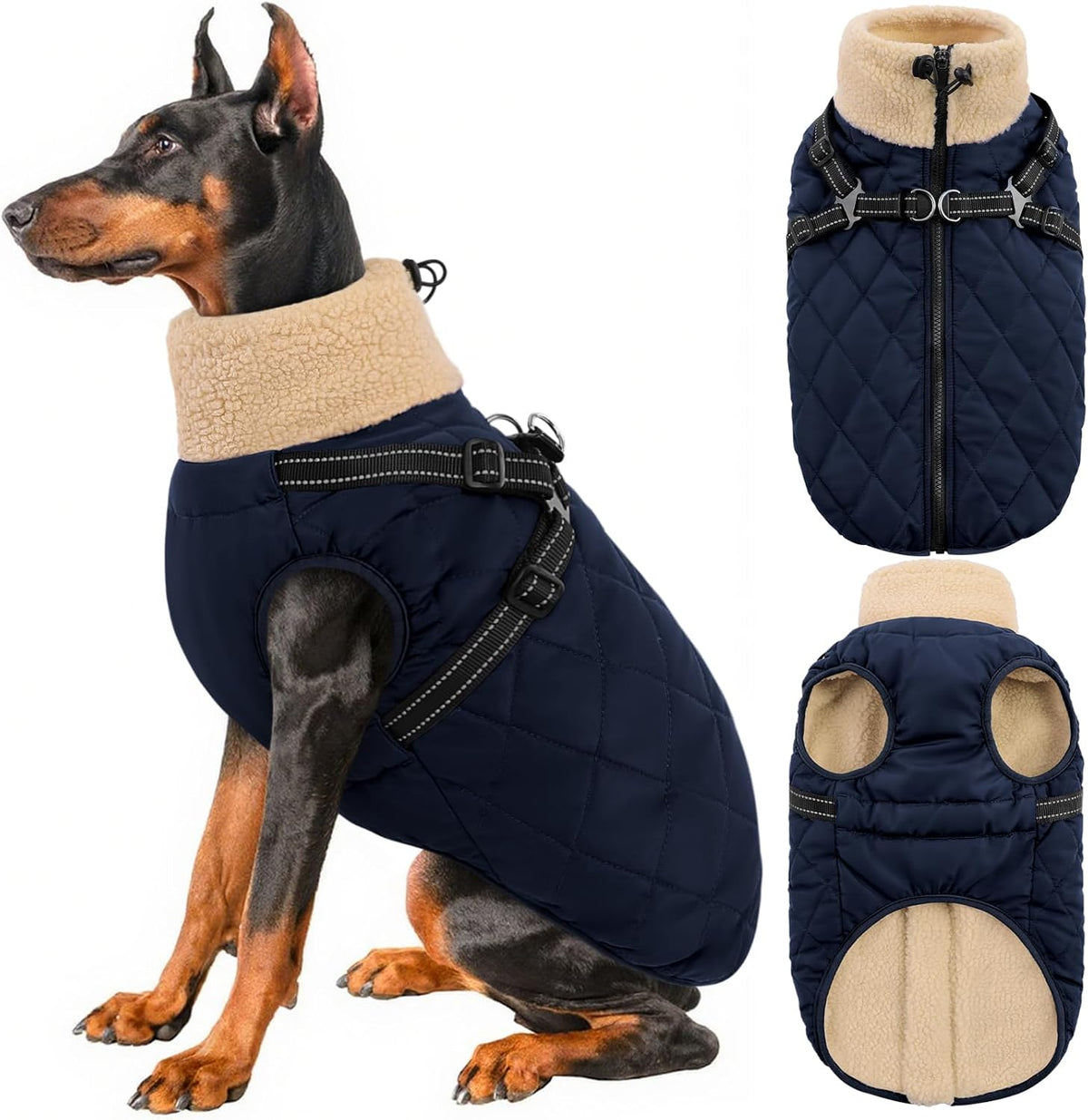 Dog Jackets for Medium Dogs, Dog Coat with Harness Built in