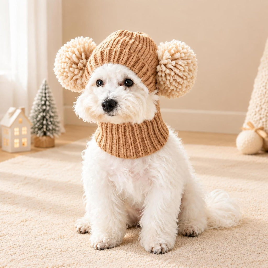 Pet Hat with Integrated Neck Cover for Small Dog, Coffee S