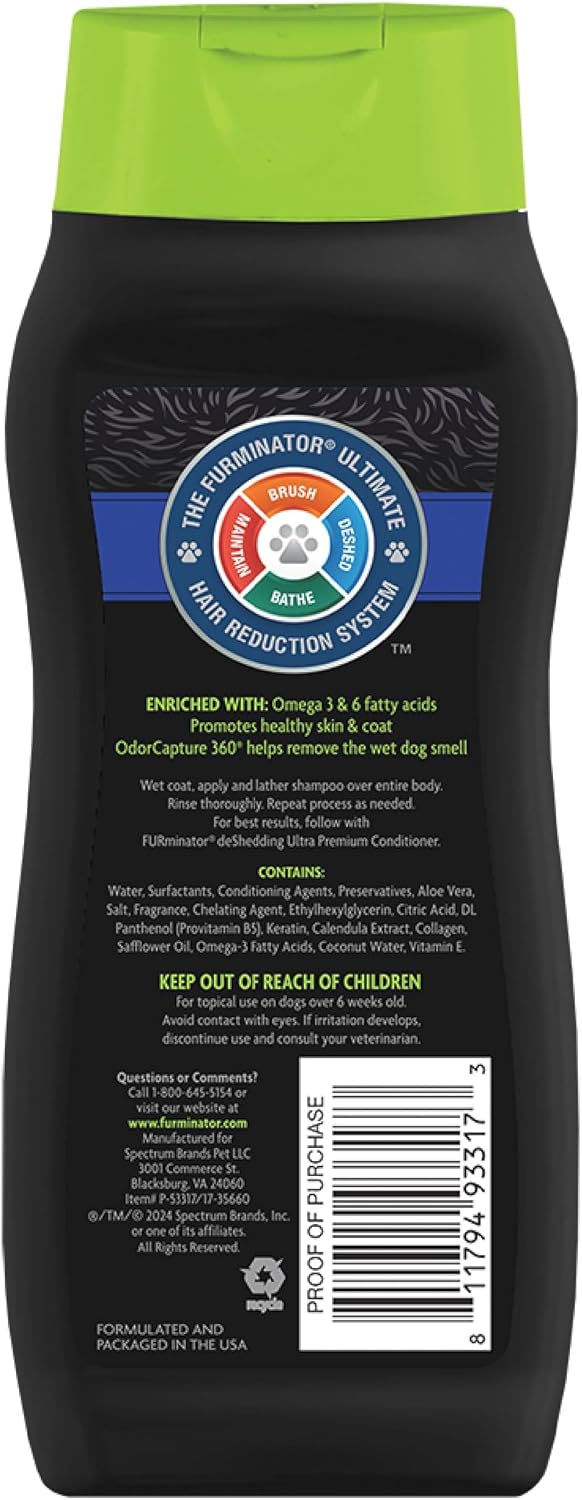 FURminator Ultra Premium deShedding Shampoo for Dogs, 16 oz