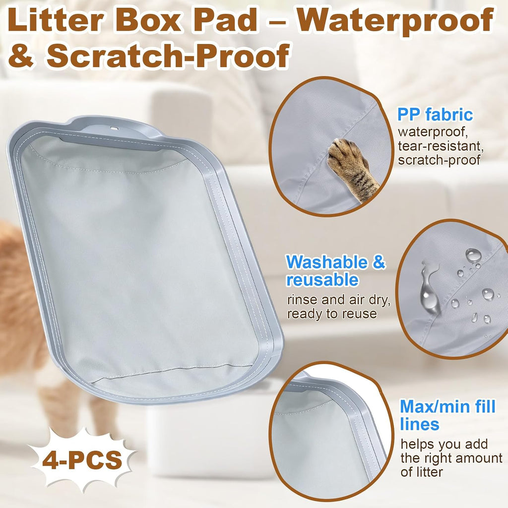 4+2 Set Waterproof Pad for Self Cleaning Litter Box, Leak-Proof & Non-Slip