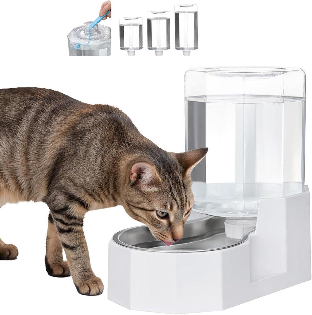 5L Cat Gravity Water Bowl Dispenser: Stainless Steel Bowl