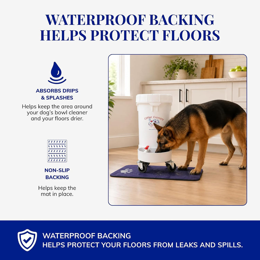 Absorbent Dog Water Bowl Mat, Quick Dry, Non-Slip, for Messy Drinkers