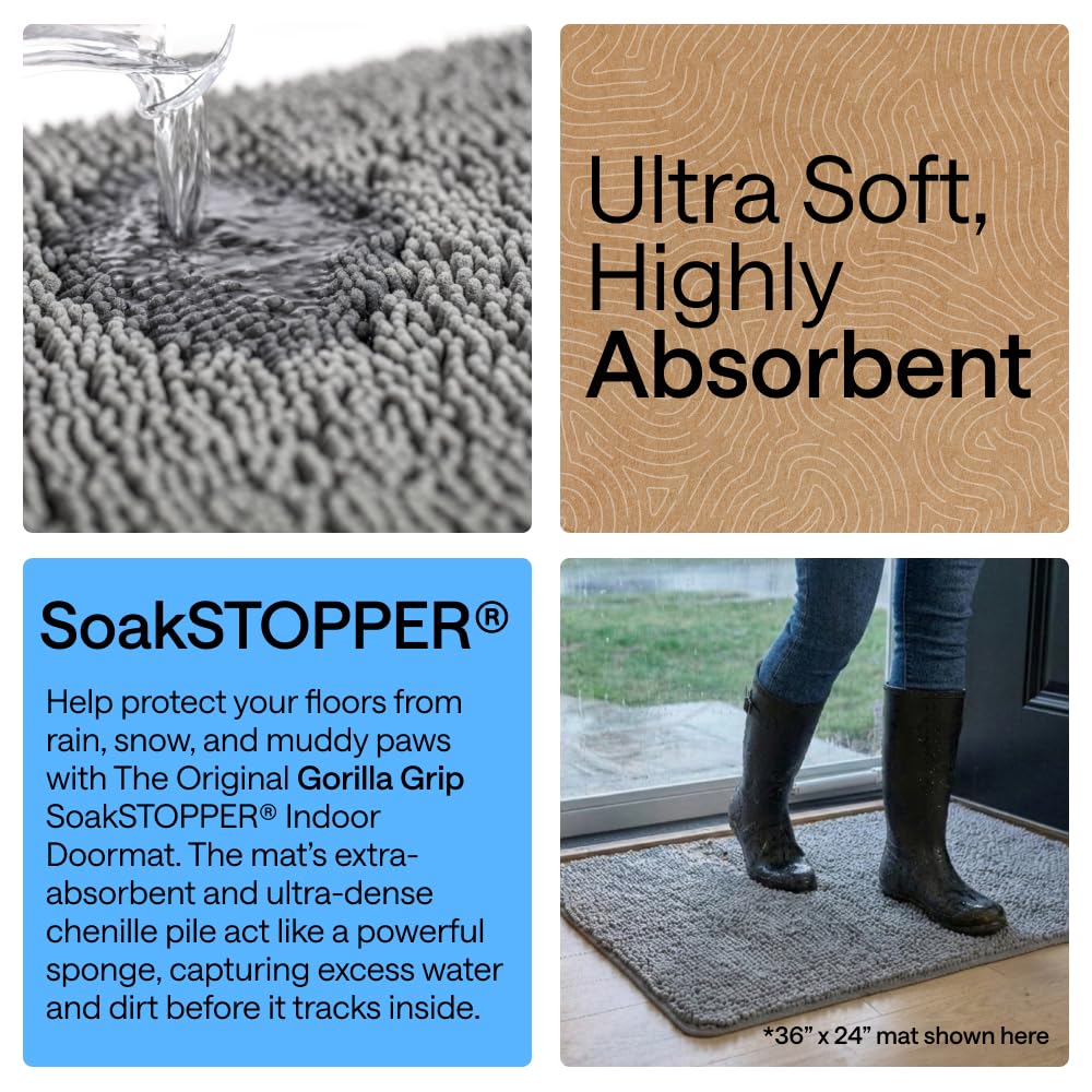 GORILLA GRIP SoakSTOPPER Indoor Door Mat for Dogs with Muddy Paws