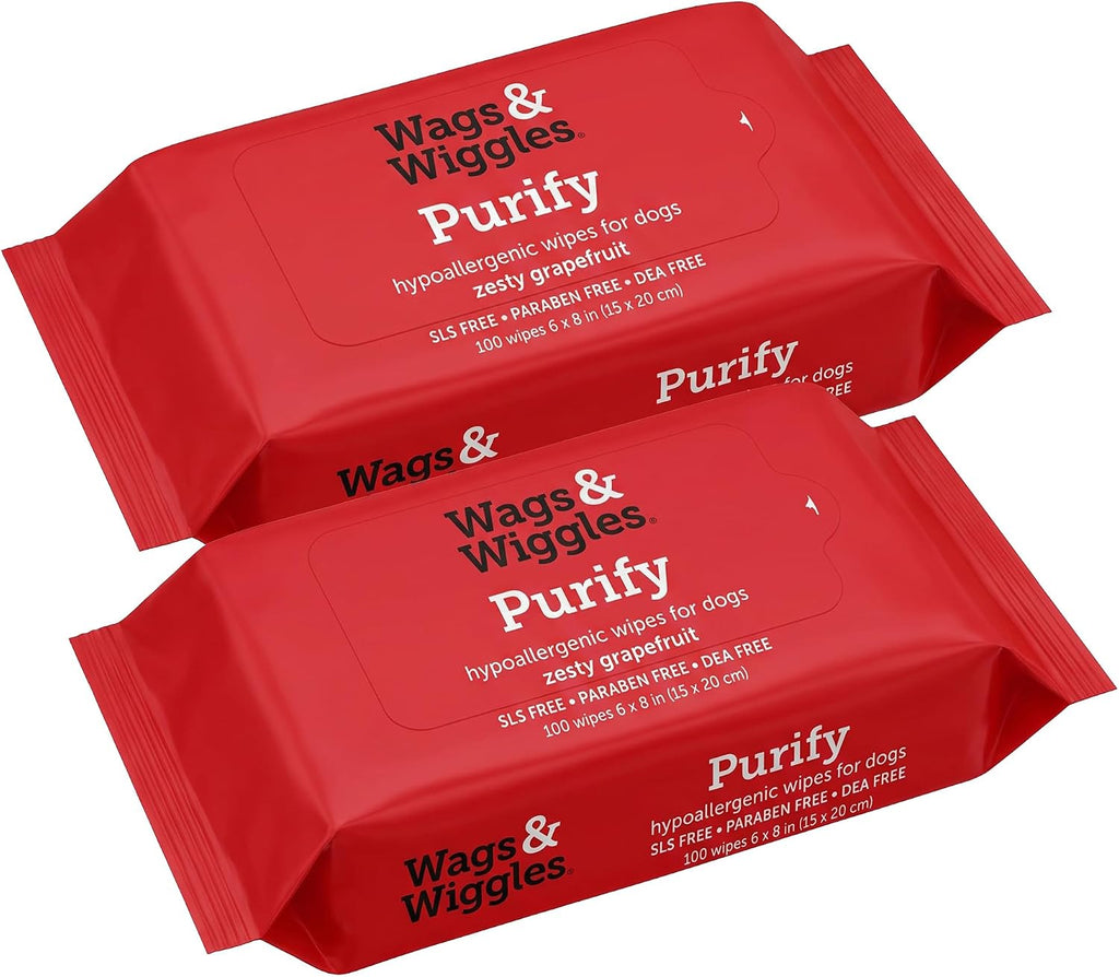 Wags & Wiggles Hypoallergenic Dog Wipes, Fragrance-Free, 100 Count