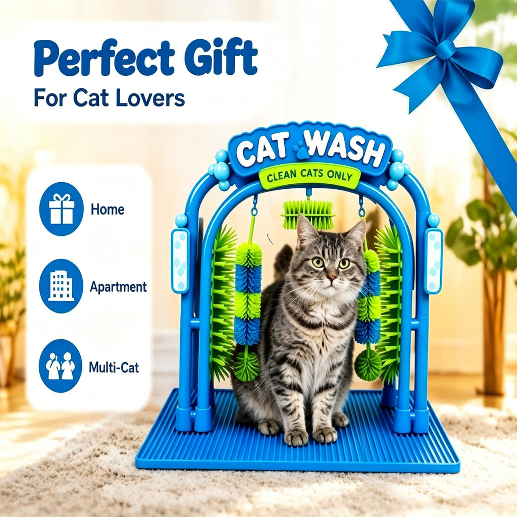 Cat Wash Grooming Station, Hair Catcher Grooming Tool with Sturdy Base, Cat Wash Grooming Station Toy, Help Cats Enjoy M