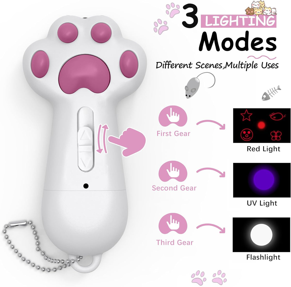 FYNIGO Interactive Cat Toys for Indoor Cats and Dogs,7 in 1 USB Rechargeable Cat Teaser Toy for Chasing and Exercise