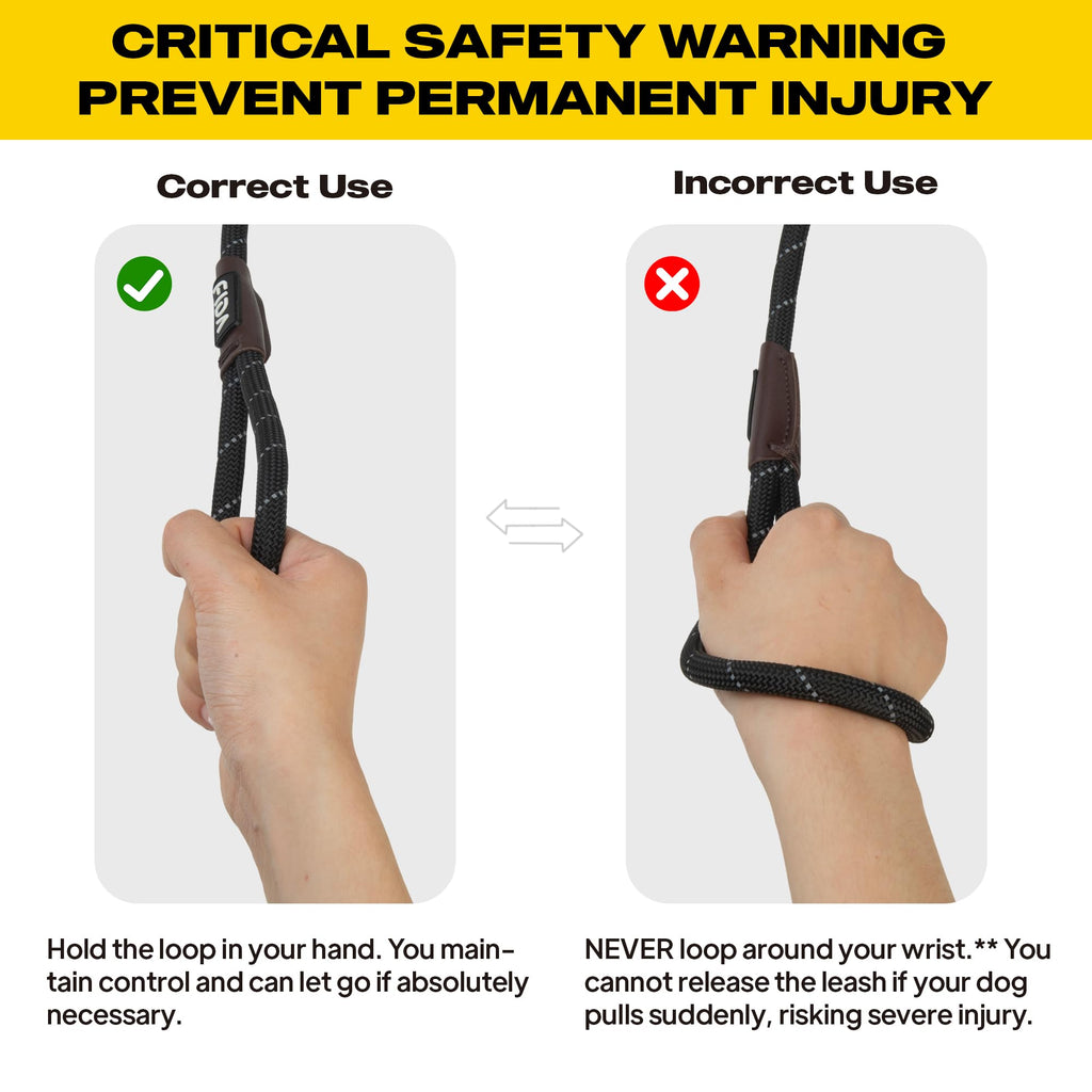 Fida Durable Slip Lead Dog Leash, 6 FT x 1/2" Dog Training Leash, Black