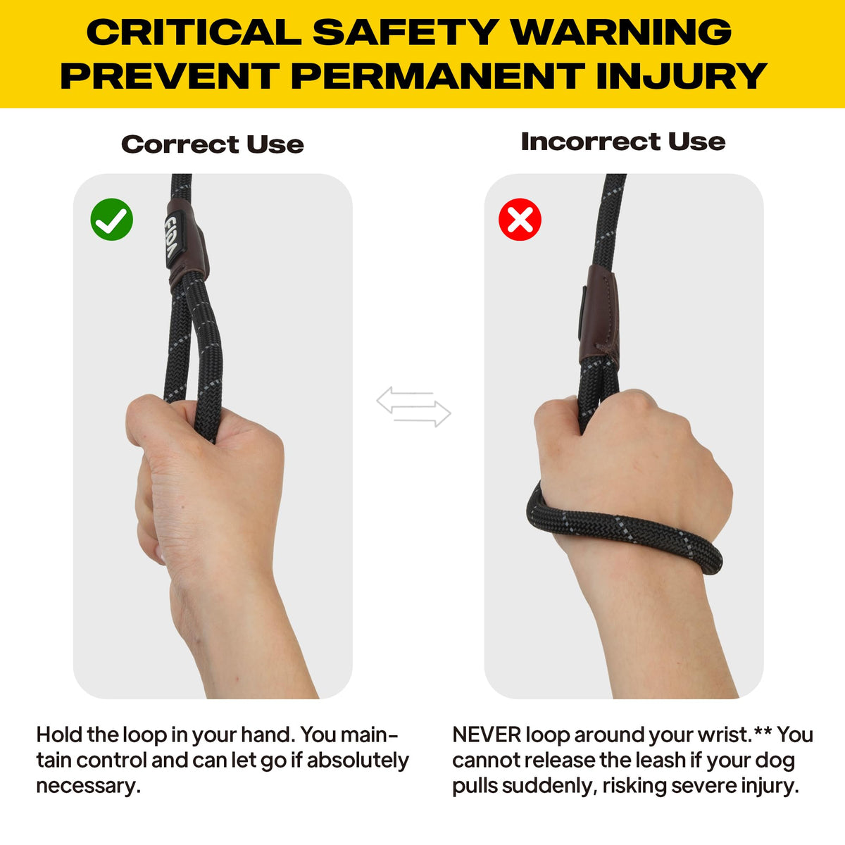 Fida Durable Slip Lead Dog Leash, 6 FT x 1/2" Dog Training Leash, Black