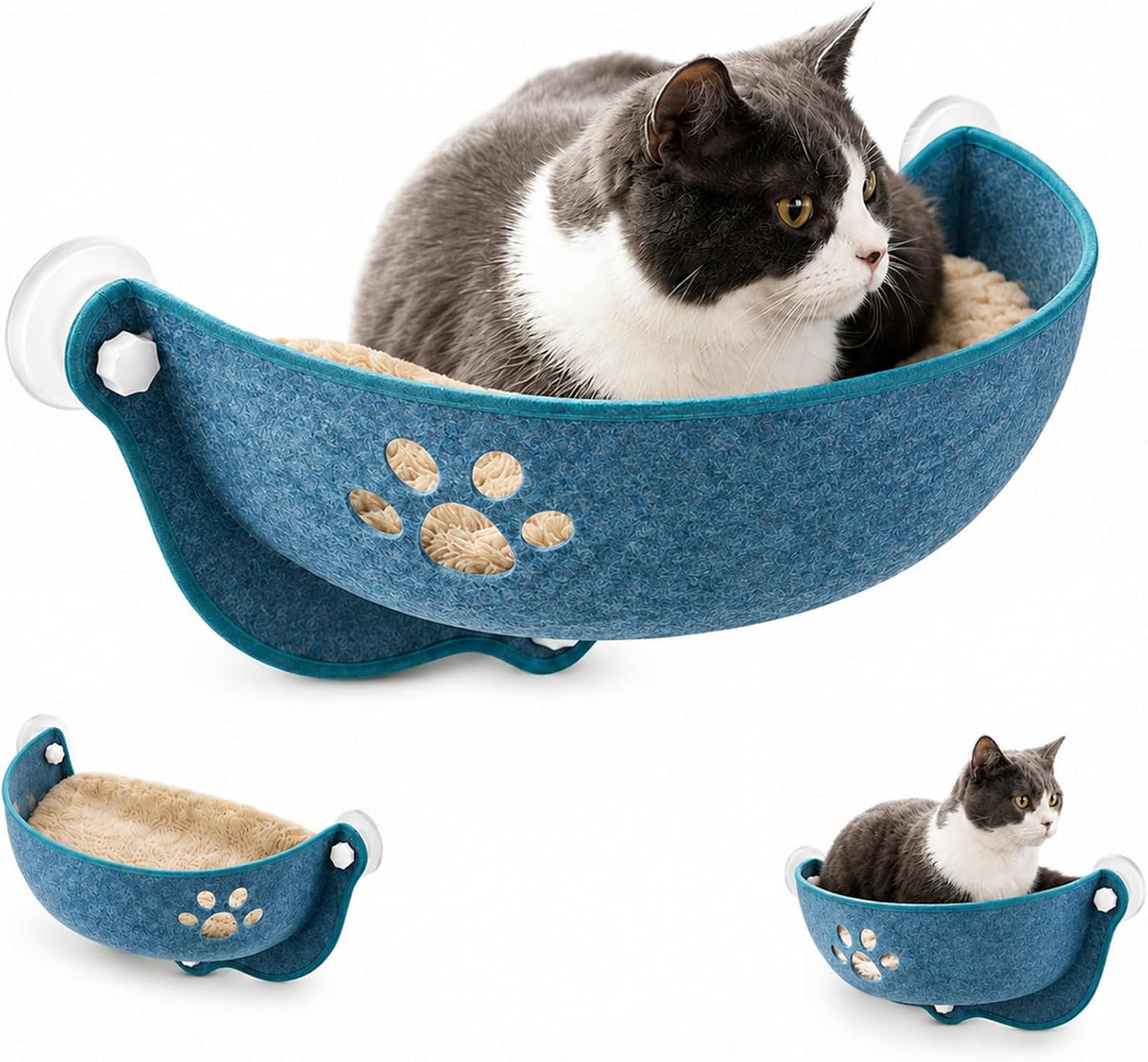 Cat Car Window Hammock with Soft Pad,Cat Window Seat,Cozy Resting,Gray L