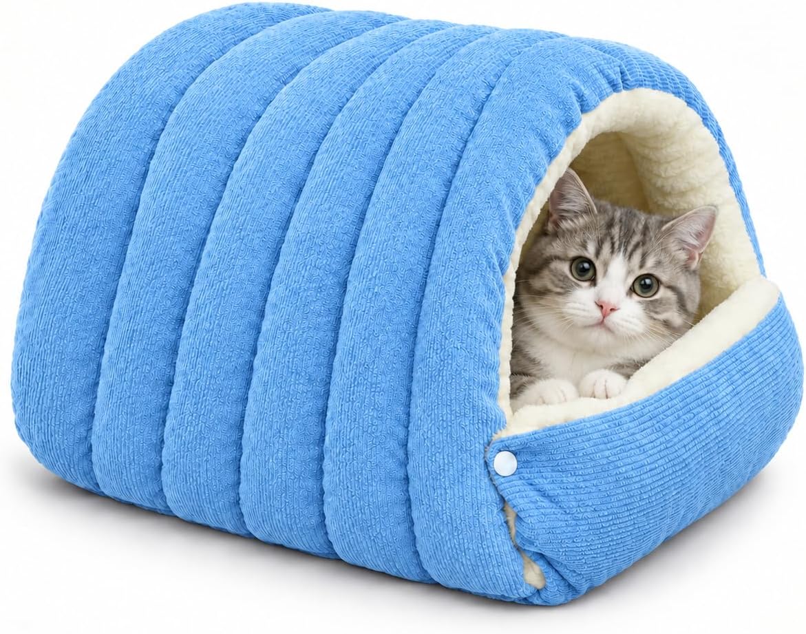 Cat Houses Bed for Indoor Cats, Cat Bed Cave Cat House (Red, S)
