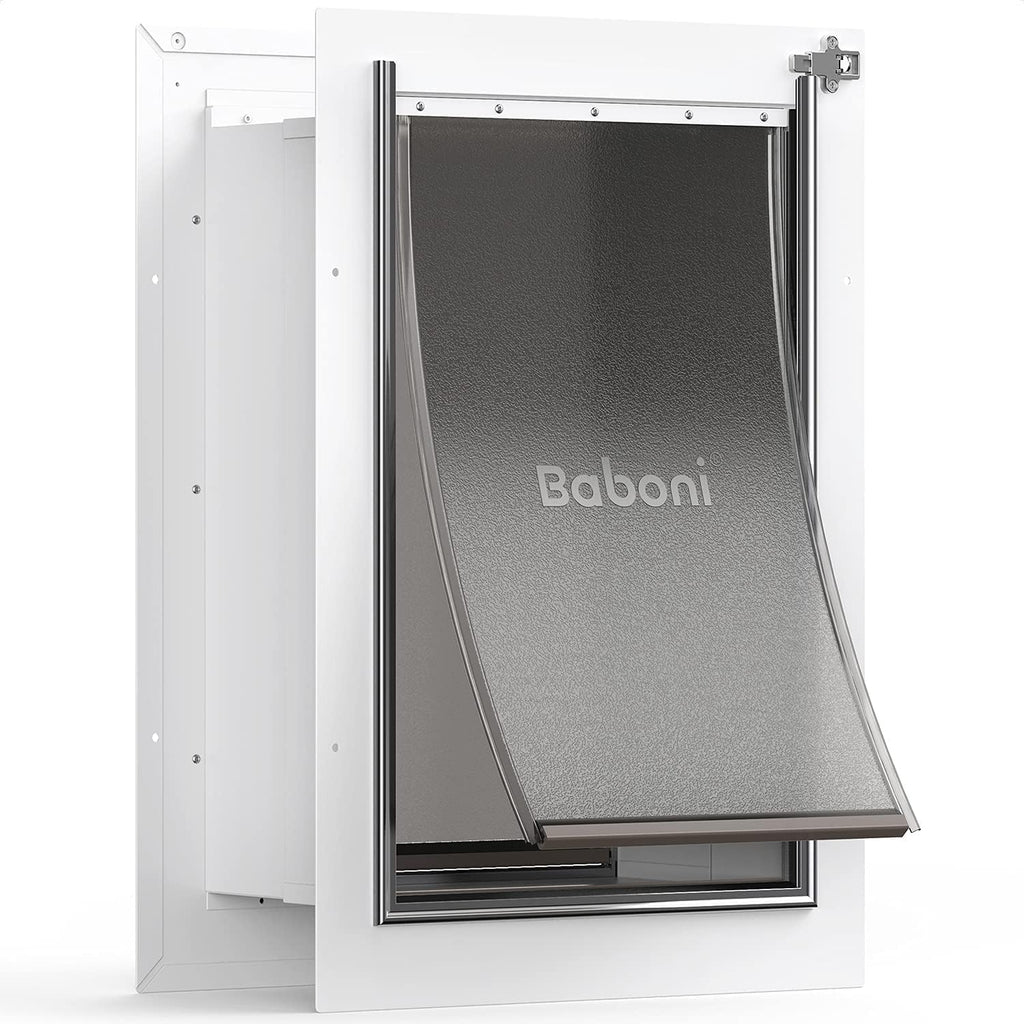 Baboni Pet Door for Wall,3-Flap,Steel Frame and Telescoping Tunnel, Aluminum Lock, Double Flap Dog Door and Cat Door, St