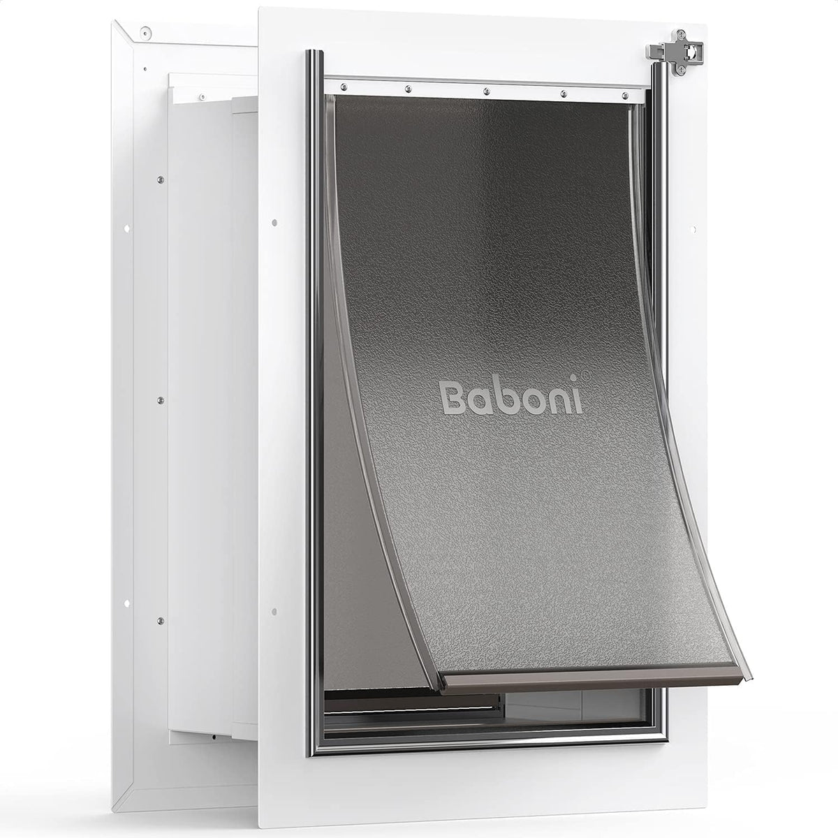 Baboni Pet Door for Wall,3-Flap,Steel Frame and Telescoping Tunnel, Aluminum Lock, Double Flap Dog Door and Cat Door, St