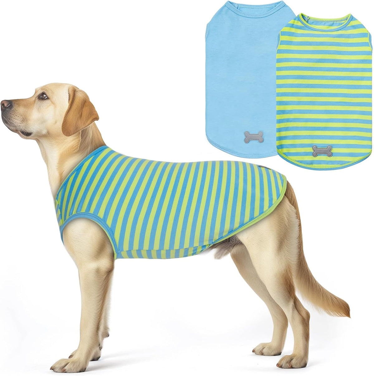 KYEESE 2Pack Cotton Dog Shirt for Small Dogs Soft Striped Tank Top